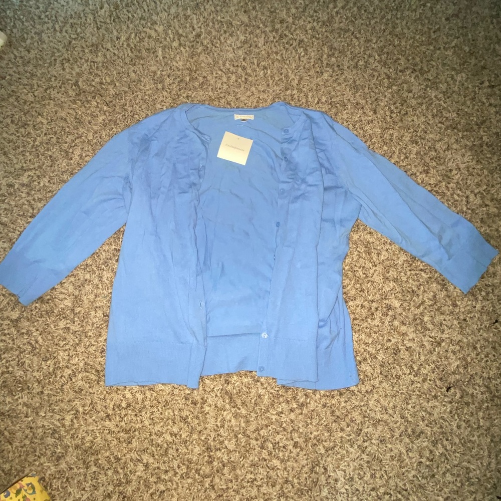 FINAL SALE: Croft and Barrow Periwinkle Quarter Sleeve Cardigan